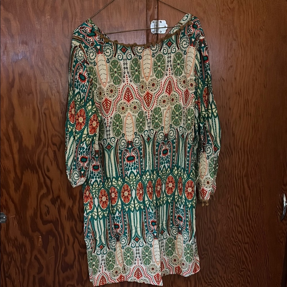 Colorful Patterned Long Sleeve Dress